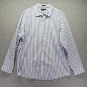 Marc Anthony Shirt Mens XL Slim Fit Casual Button Up Blue Striped Long Sleeve